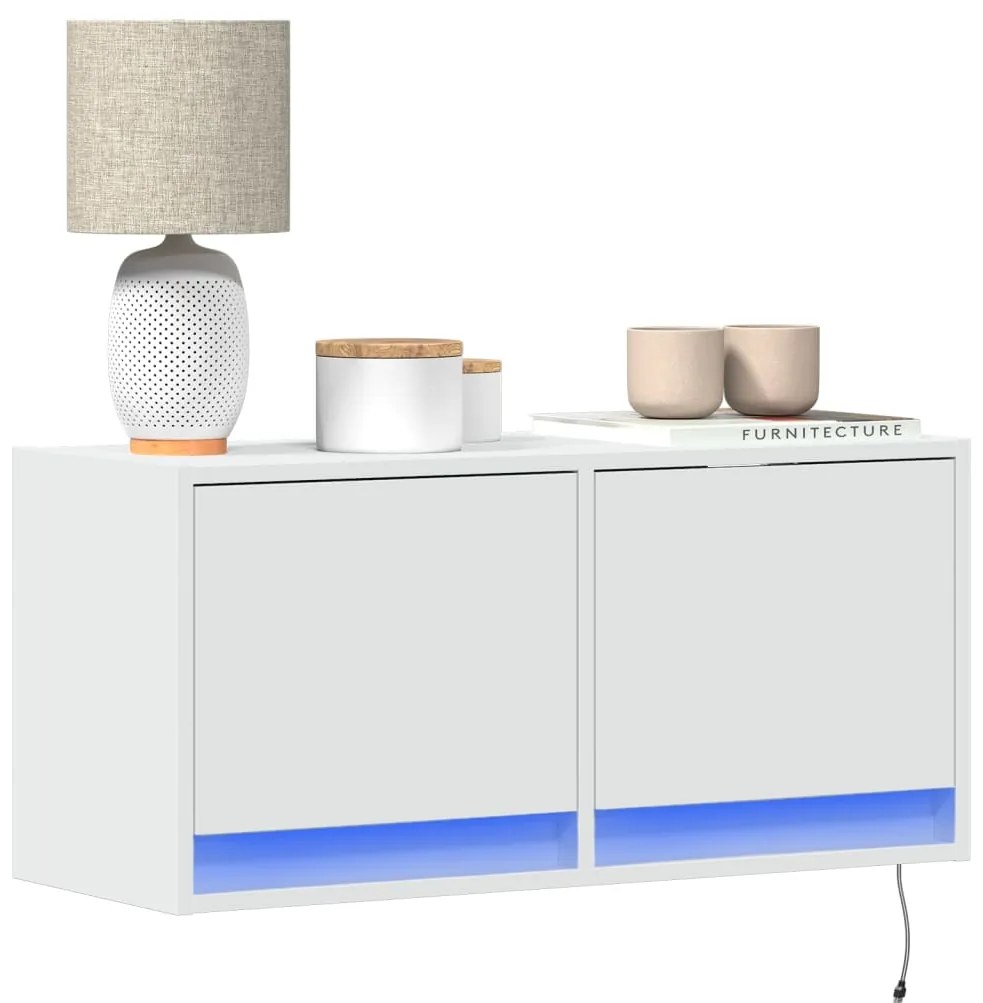 Mobile Tv A Parete Con Luci Led Bianco 80x31x35 Cm /