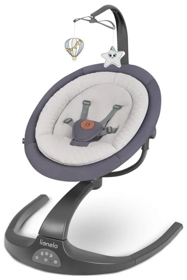 Lionelo - Altalena per bambini RINA con melodia, 4xAA, grigio cemento + telecomando