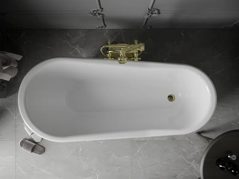 Mexen Retro vasca da bagno freestanding 170 x 75 cm, bianca, gambe dorate - 53251707500-50