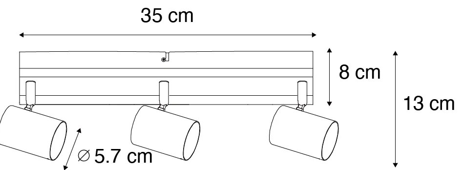 Faretto da soffitto smart nero con legno 3 luci orientabile e inclinabile con Wifi GU10 50mm - Jeana