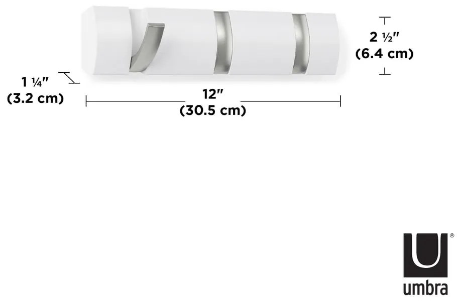 Appendiabiti da parete bianco in legno di pioppo Flip - Umbra