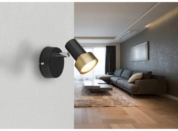 Globo 57917-1G - Faretto da parete MASON 1xGU10/25W/230V nero/oro