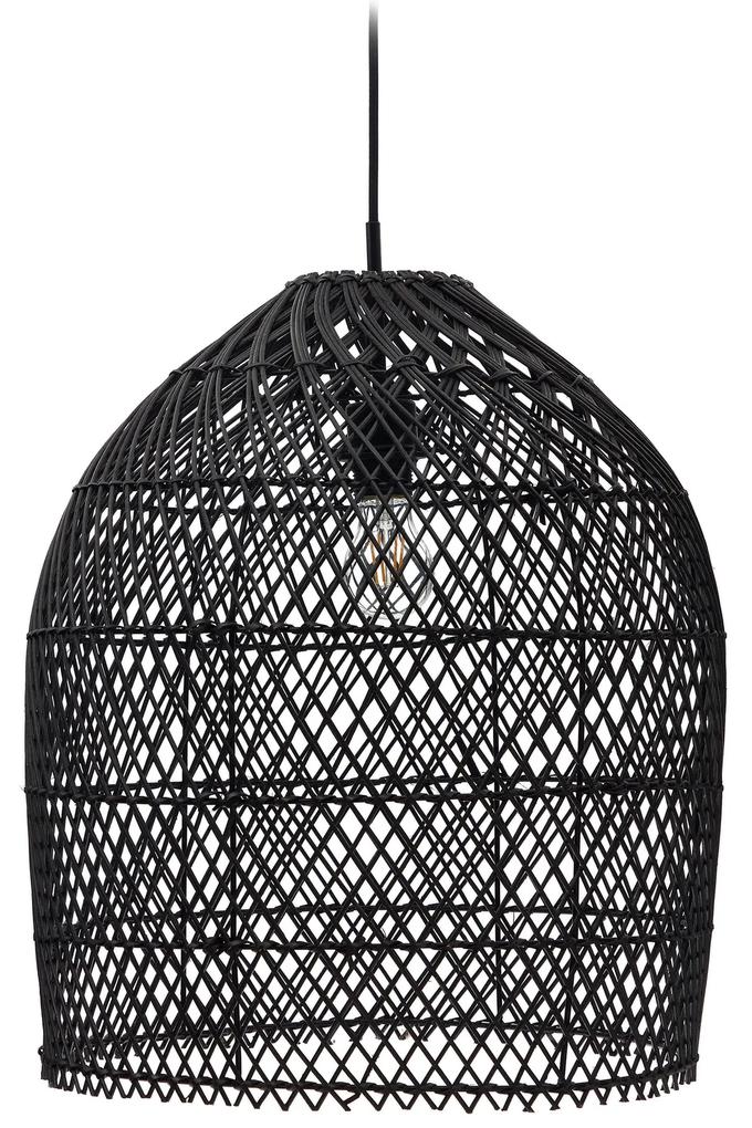 Kave Home - Paralume per lampada da soffitto Domitila in rattan verniciato nero Ã˜ 44 cm