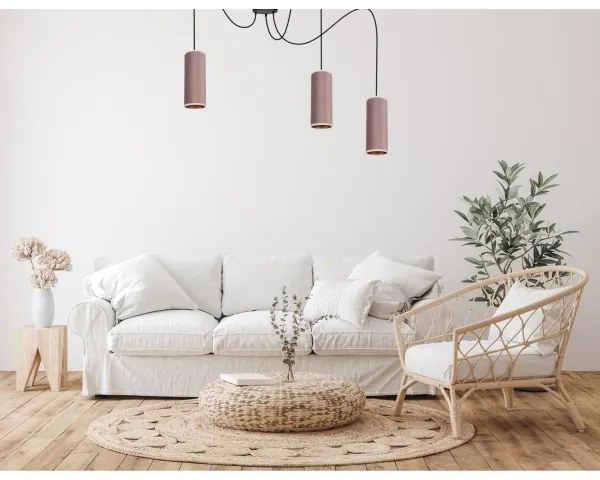 Lampadario a sospensione AVALO 3xE27/60W/230V rosa/rame