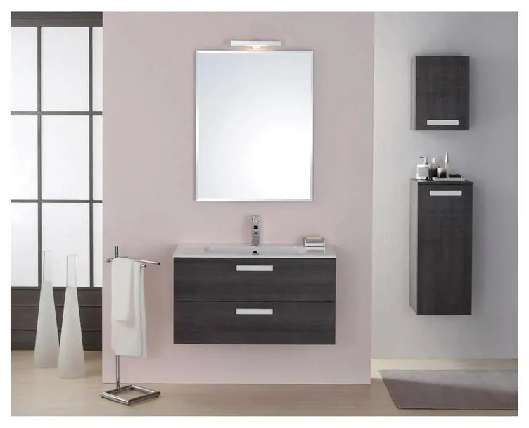 Mobile sottolavabo e lavabo Key per vasca centrale rovere L 90 x H 48 x P 46 cm 2 cassetti
