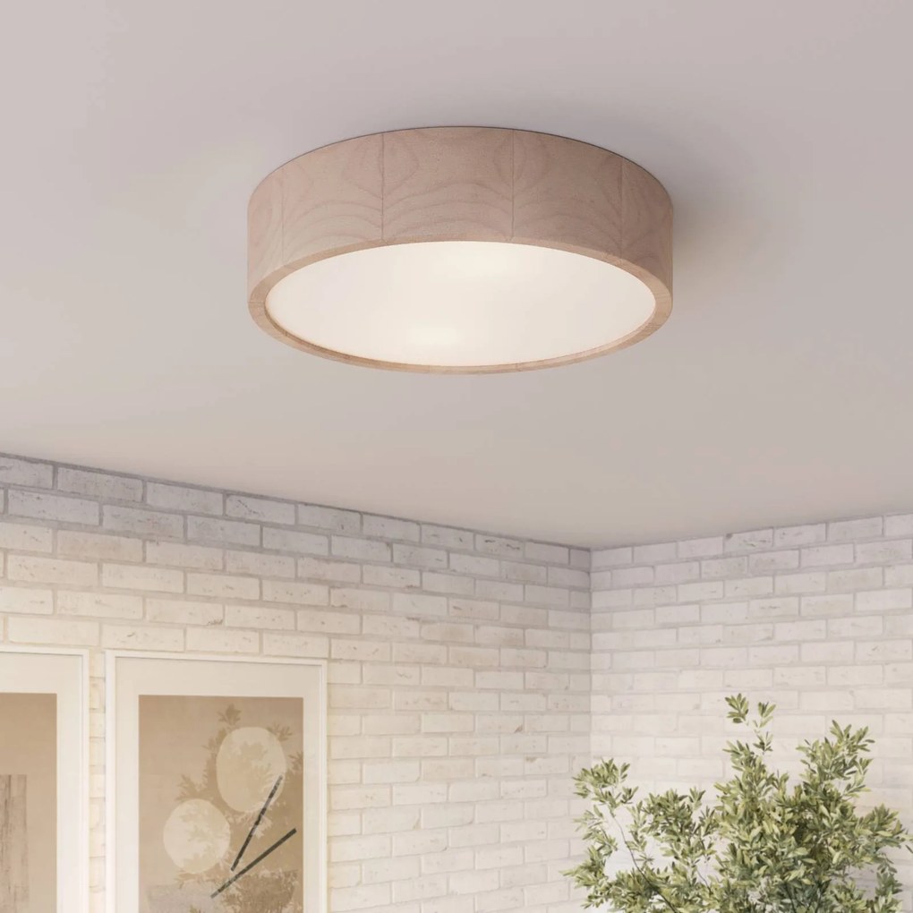 Plafoniera soffitto Kerio Envostar, dimmerabile, Bianco / Opale, Soggiorno / Sala da pranzo, Legno, Moderno, Plafoniera