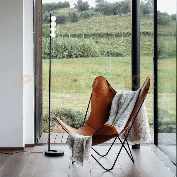 Binomio lampada da terra led 3000k 12w  900 lm 155cm nera