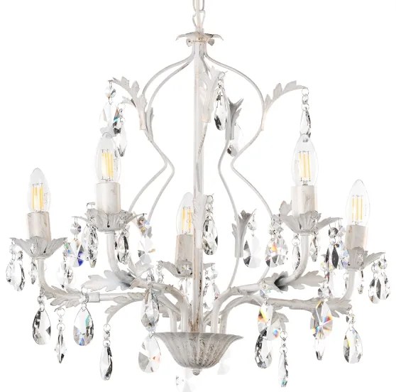 ONLI - Lampadario a sospensione con catena TERESA 5xE14/6W/230V bianco