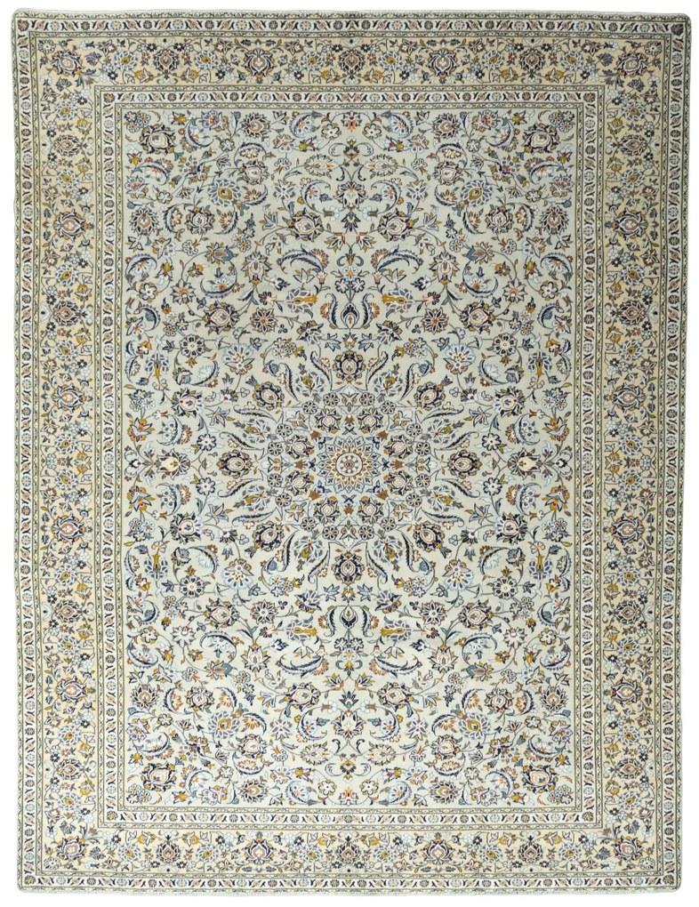 Kashan Tappeto 390 x 300 Beige (Iran) Annodato A Mano