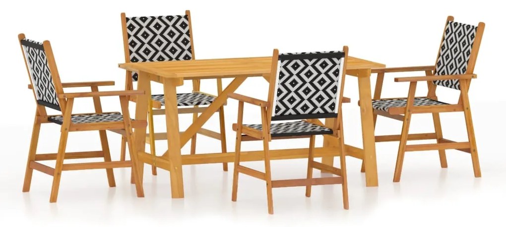 Set mobili da pranzo per giardino 5 pz legno massello di acacia