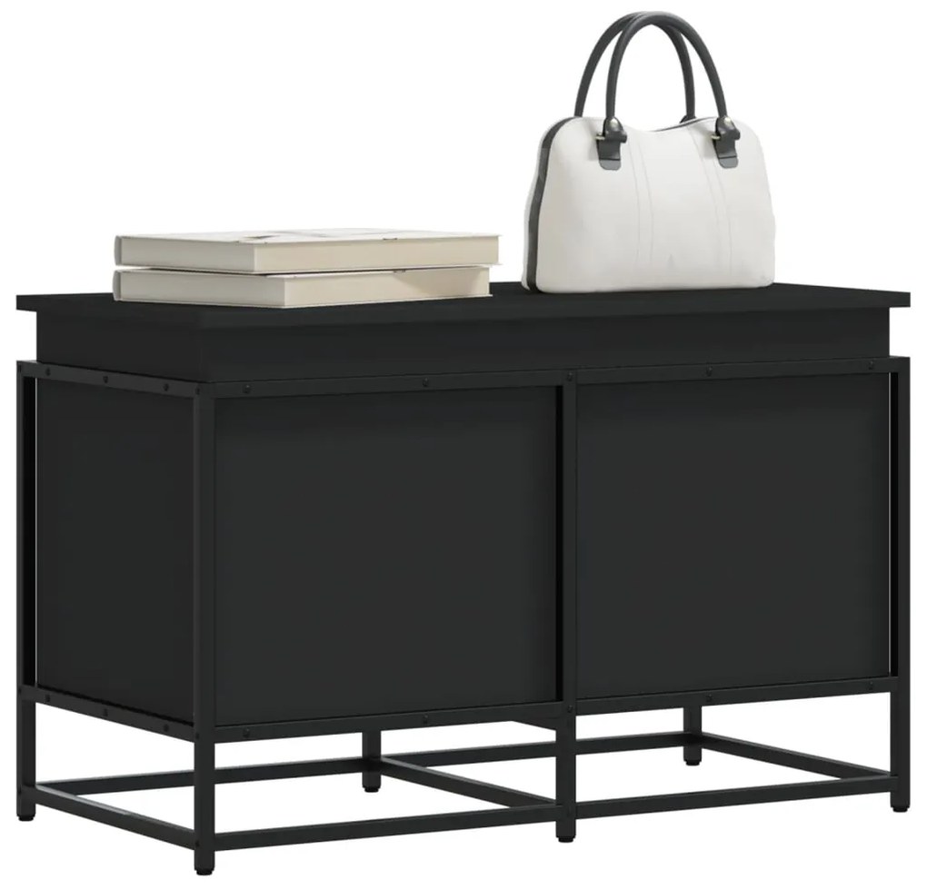 Contenitore Con Coperchio Nero 80x40x51,5 Cm İn Truciolato /