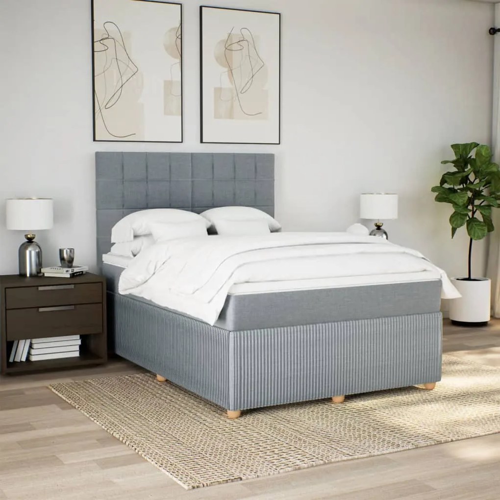 Giroletto a molle con materasso grigio chiaro 140x190cm tessuto