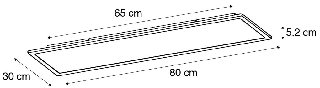 Plafoniera nera da 80 cm incl. LED con telecomando - Live