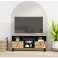 Mobile TV 100x33x46cm Legno Massello Recupero Legno Multistratocod mxl 104722