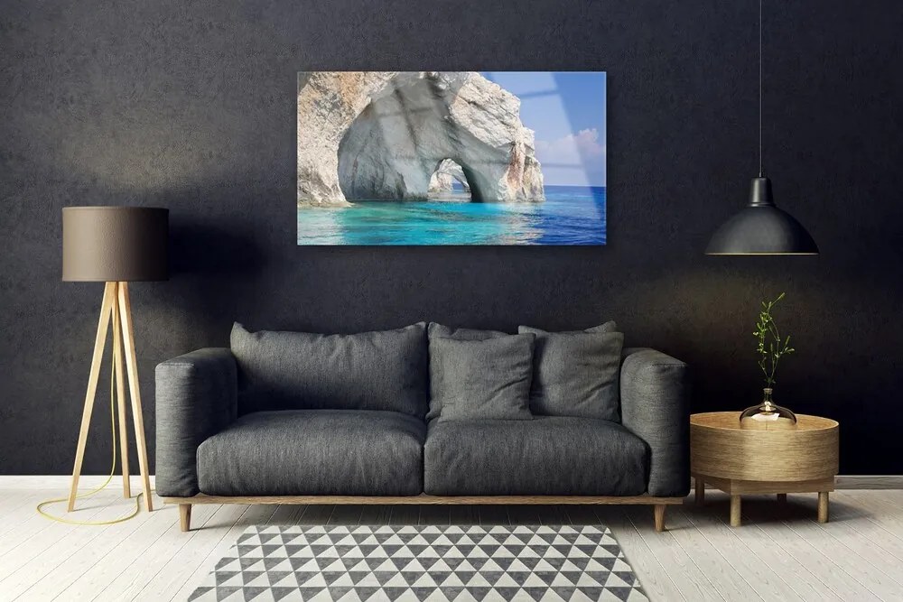 Quadro su vetro Paesaggio acquatico del lago di mare 100x50 cm