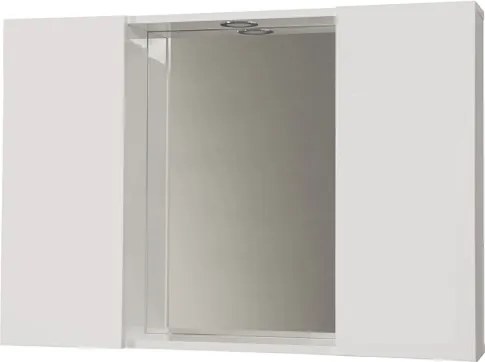 Specchiera bagno 91 cm Bianco Lucido a 2 ante lisce con luce LED