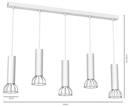 Lampadario su filo  DANTE 5xGU10/25W/230V bianco/cromo luminoso