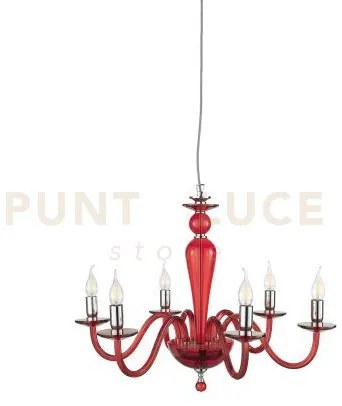 Lampadario paganini 6 luci rubino cromo attacco e14 d.70cm