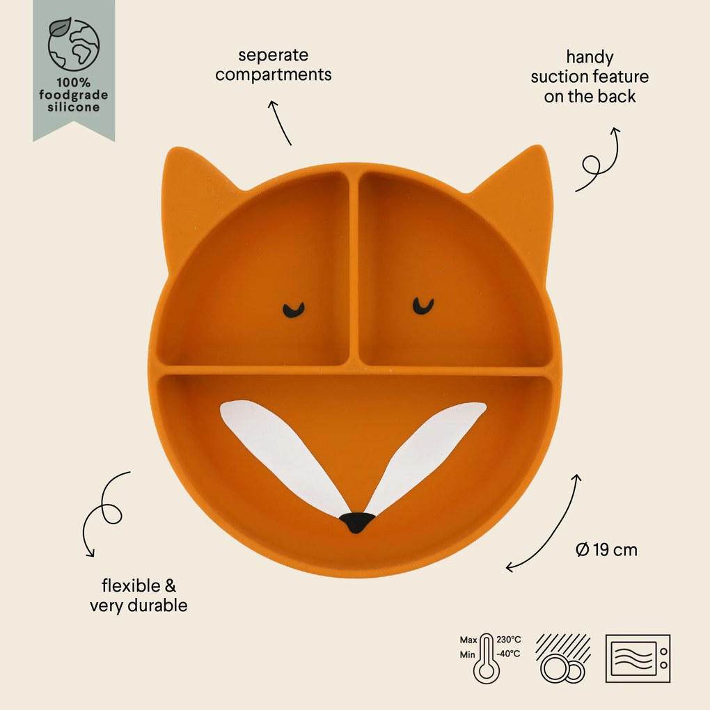 Piatto in silicone con ventosa Mr. Fox