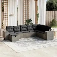 Set Divano da Giardino 8 pz con Cuscini Grigio in Polyrattan 3264516