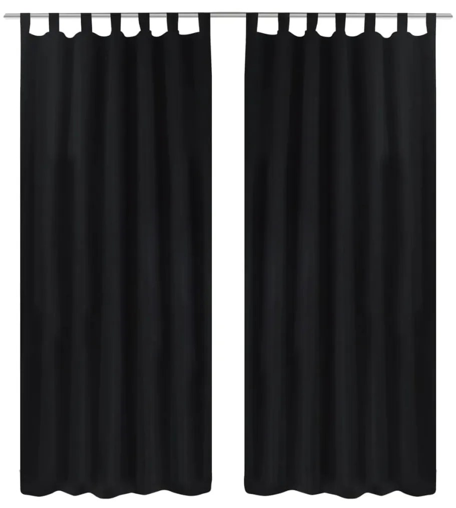 Tende Micro-raso Nere 2 Pezzi Con Occhielli 140 X 175 Cm /