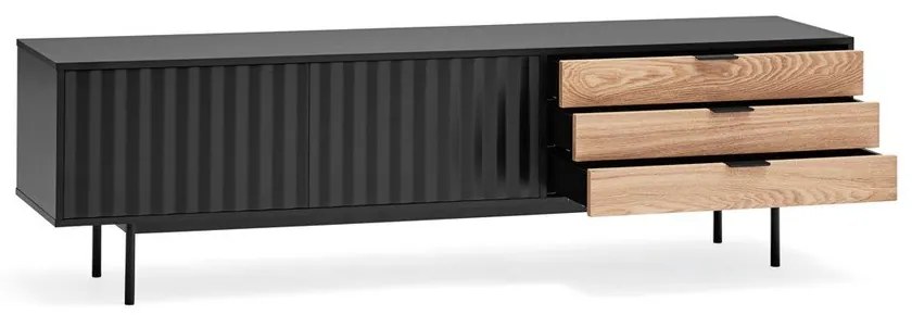 Mobile TV nero-colore naturale effetto rovere 180x52 cm Sierra – Teulat