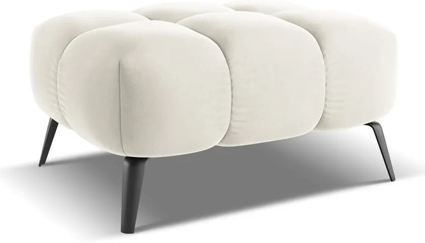 Poggiapiedi bianco con rivestimento in velluto Nalu – Makamii