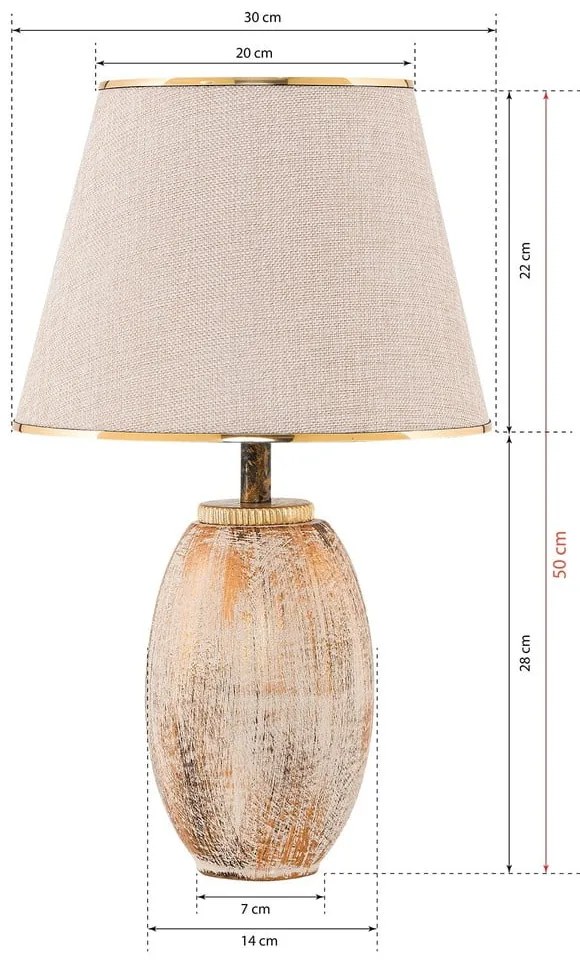 Lampada da tavolo color crema/dorata con paralume in tessuto (altezza totale 50 cm) Yakamoz – Opviq lights