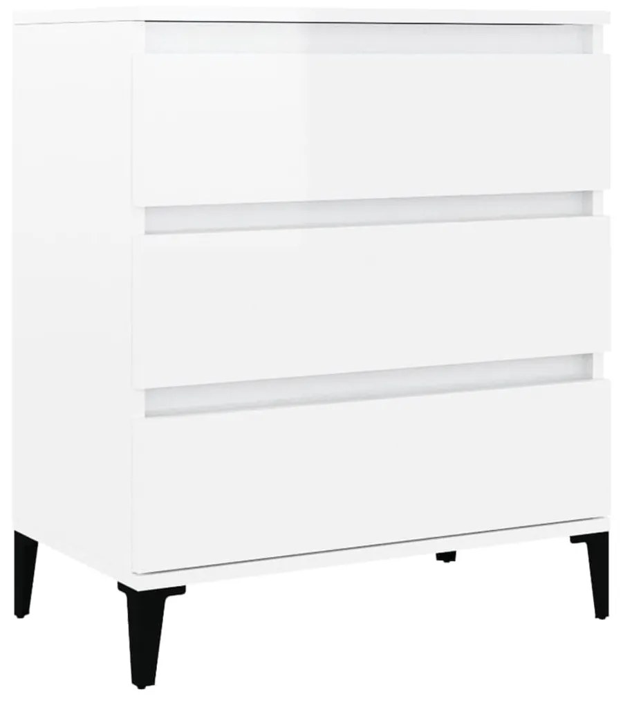 Credenza bianco lucido 60x35x70 cm in legno multistrato