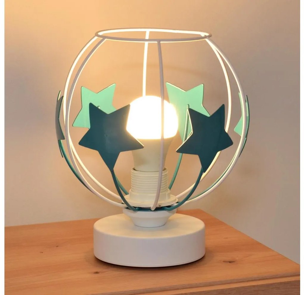 Lampada da tavolo per bambini STARS 1xE27/15W/230V turchese/bianco