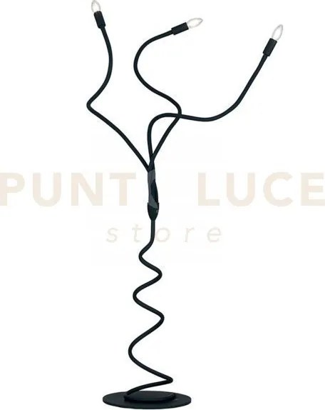 Piantana lover nera 3 luci attacco e14 120x165cm in metallo e silic...