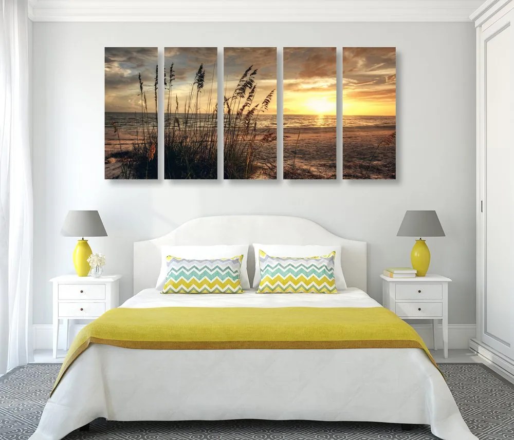 Quadri 5 pezzi – Tramonto sulla spiaggia