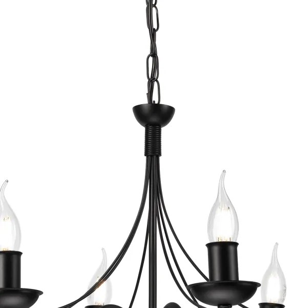 Lampadario a sospensione con catena DONATO 6xE14/40W/230V nero