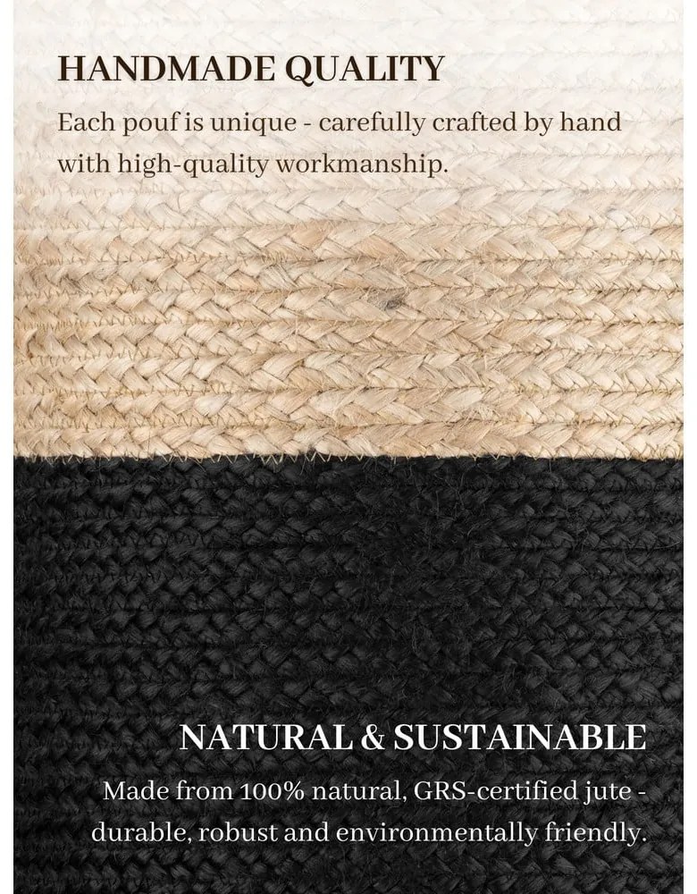 Poggiapiedi nero e colore naturale Juta Gold Black – Hanse Home