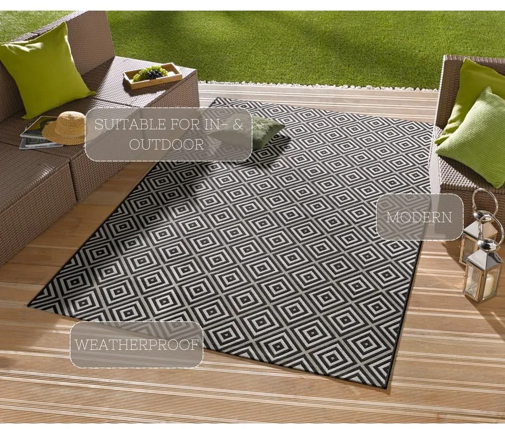 Tappeto da esterno bianco e nero , 140 x 200 cm Karo - NORTHRUGS