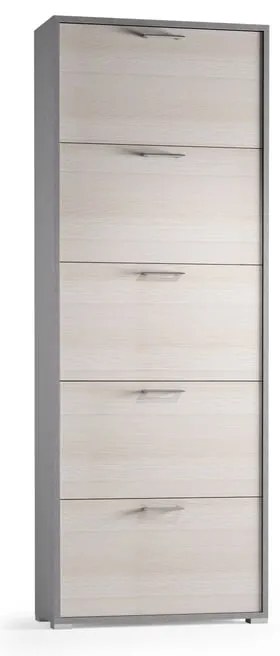 Scarpiera 5 ante a ribalta singola prof L 67 x H 184 x P 18 cm 15 paia, larice