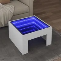 Tavolino da Salotto con LED Infinity Bianco 50x50x30 cm 847602