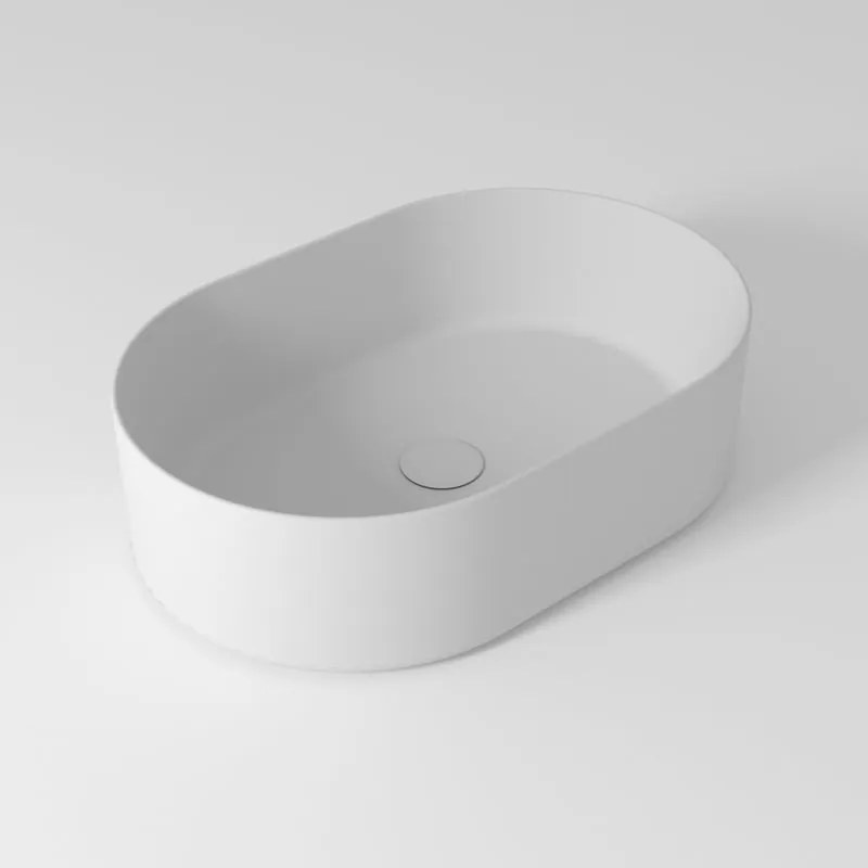 Lavabo da appoggio Wave OLYMPIA CERAMICA ovale in ceramica L 60 x H 17 x P 40 cm bianco piletta non inclusa