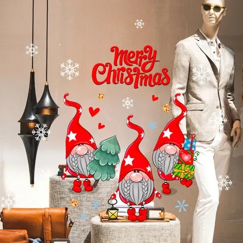 Vetrofania natalizia Simpatici gnometti di Natale