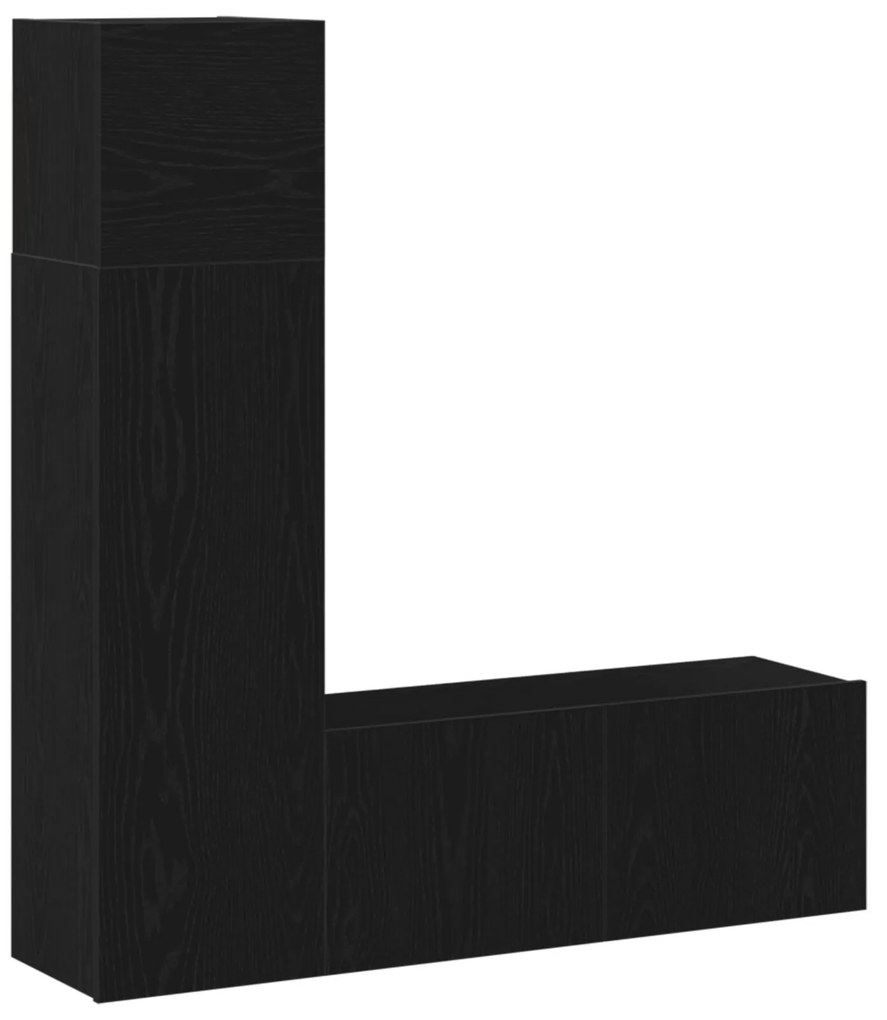 Set di mobili tv 3 pezzi in legno ingegnerizzato di rovere nero