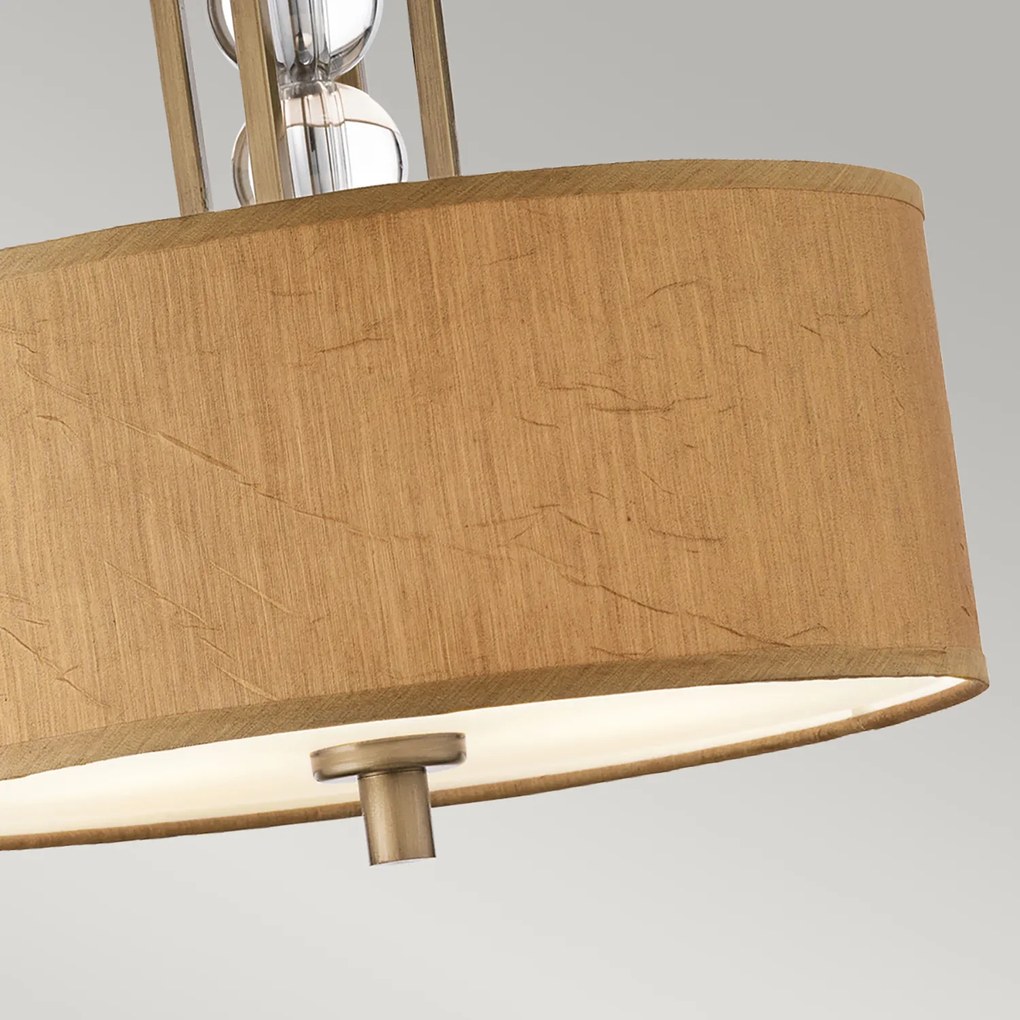 Lampadario Contemporaneo Celestial Legno Bronzo Cambridge Tessuto 3 Luci E27