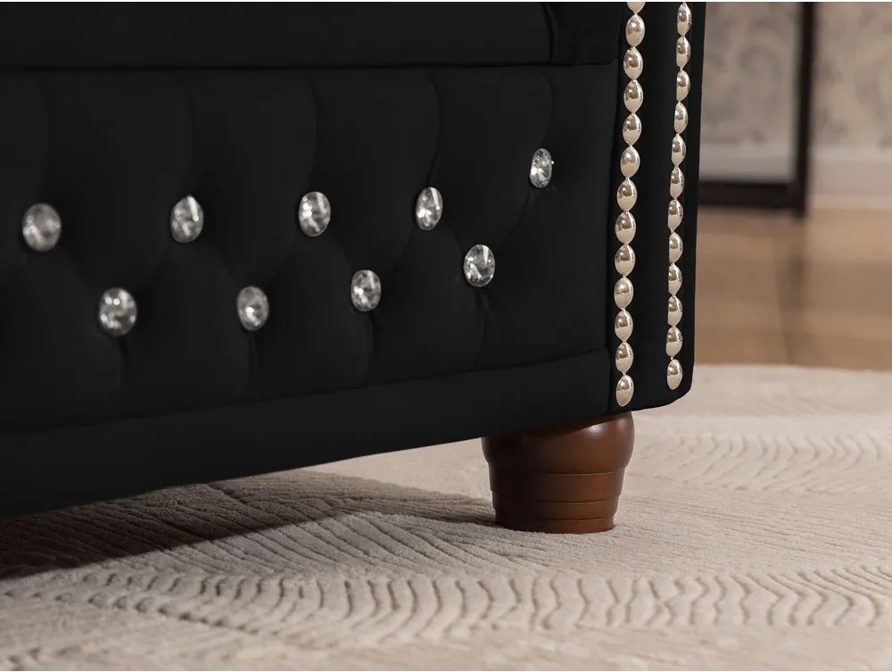 Divano angolare nero allungabile (con penisola a sinistra/a L) con rivestimento in velluto York Blik – Ropez