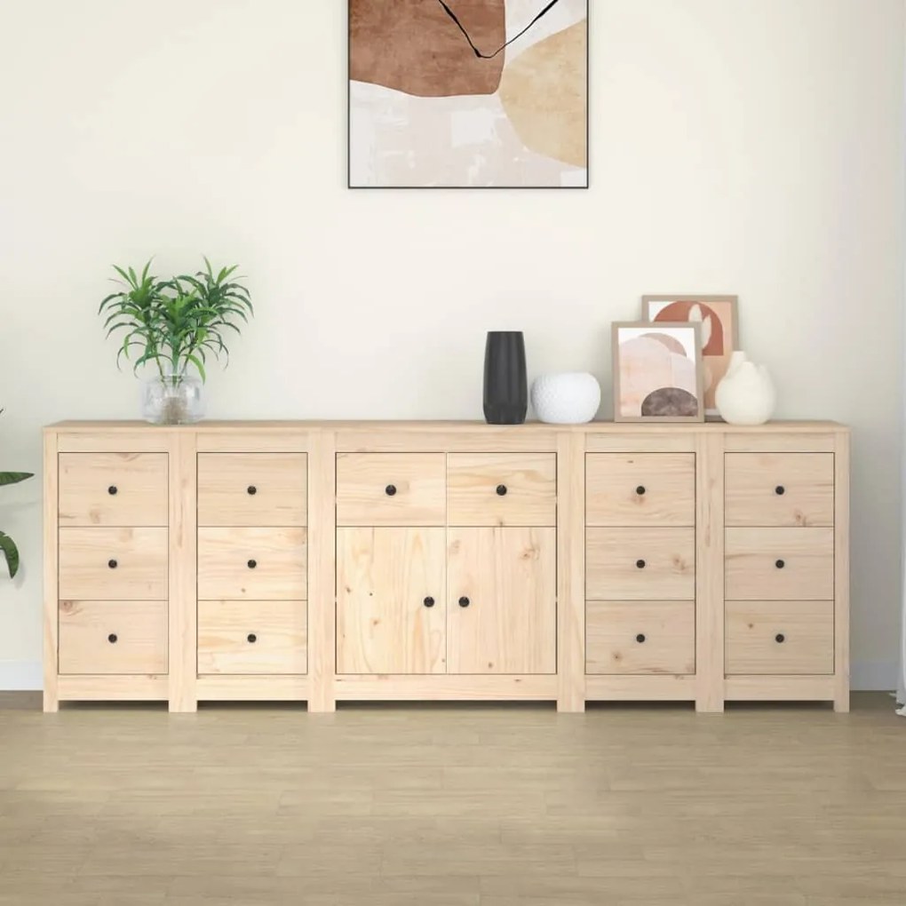 Credenza 230x35x80 cm in legno massello di pino