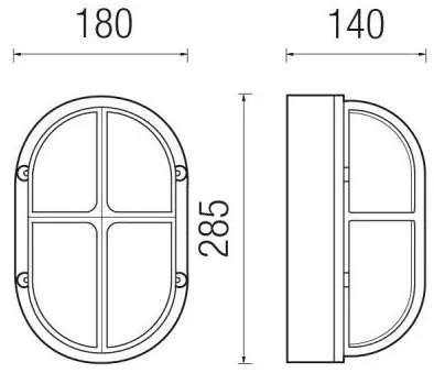 Alfa Oval Led 18X28.5Cm Con Griglia 13W 3000°K