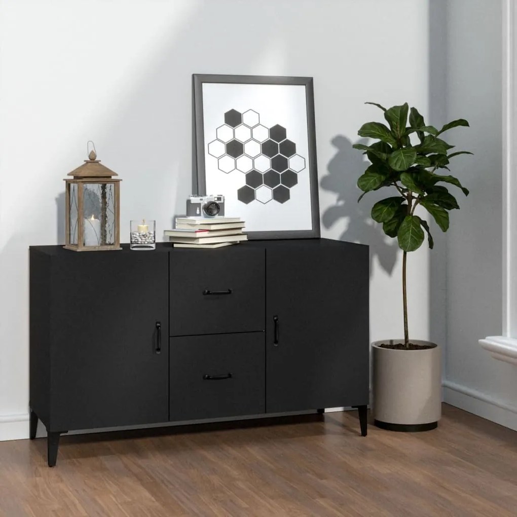 Credenza Nera 100x36x60 Cm İn Legno Multistrato /