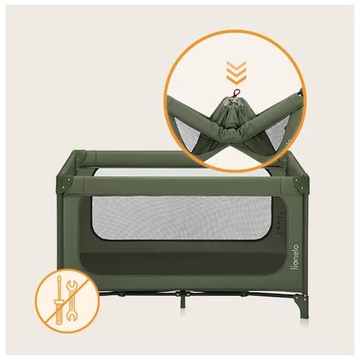 Lionelo - Lettino da viaggio JASMIN EASY FOLD Verde oliva
