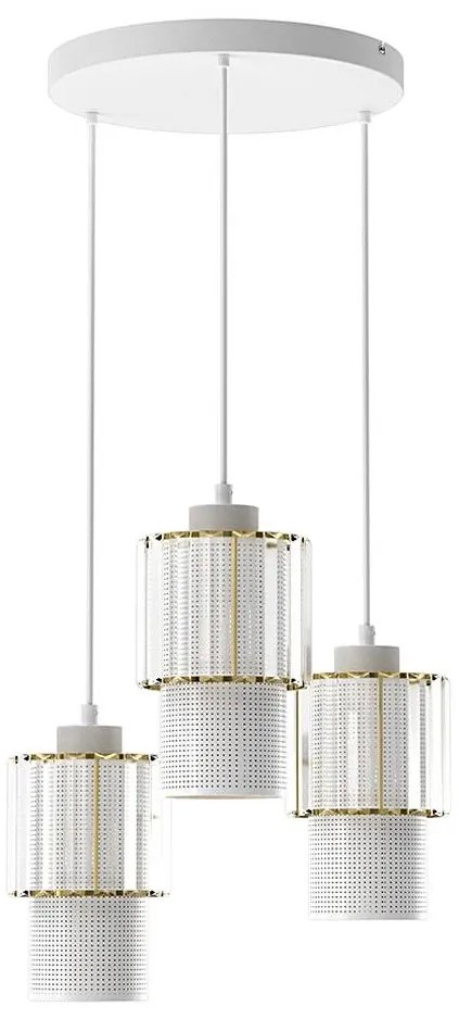 Lampadario a sospensione con filo BLANCO 3xE27/60W/230V bianco