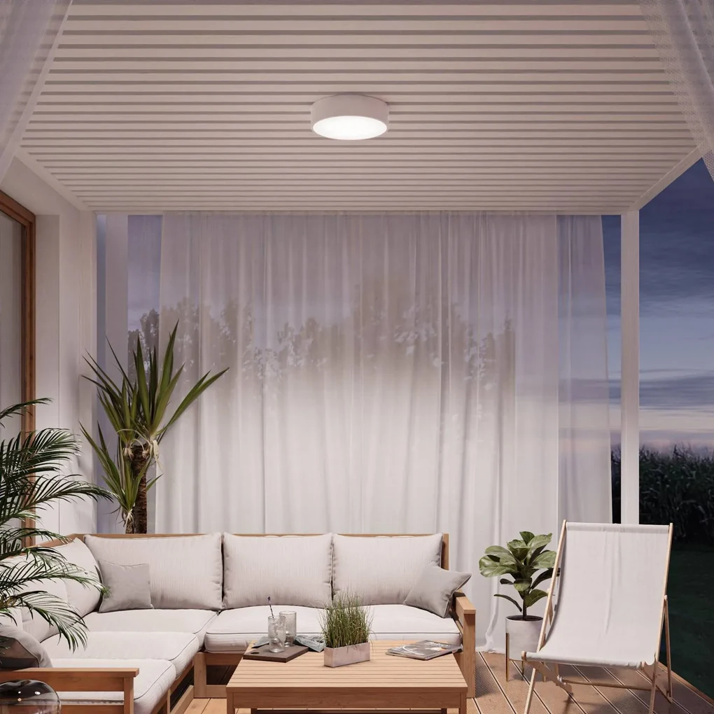 TEMAR LIGHTING Plafoniera Cleo, Ø 50 cm, IP54, bianco, metallo, E27