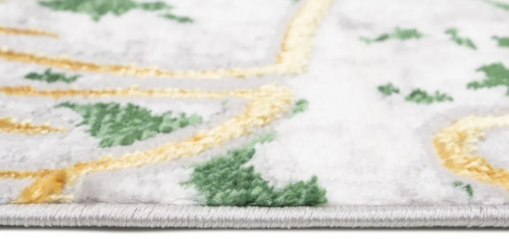 Tappeto di tendenza verde crema con motivo a foglia d'oro Larghezza: 140 cm | Lunghezza: 200 cm