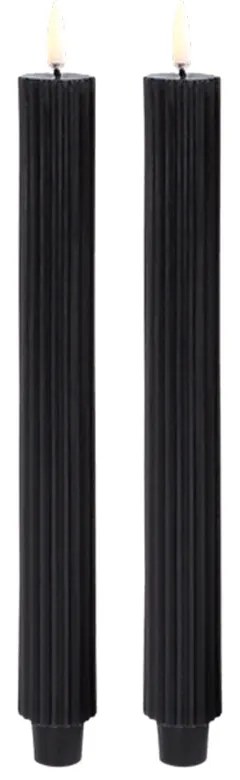 Uyuni - Candela a Cono LED Grooved 2-pack 3,2x25,5 cm Plain Nero/Smooth Uyuni Lighting